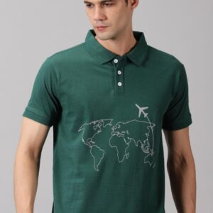 WT –  Green Polo || World Traveller || 100% Cotton T-Shirt