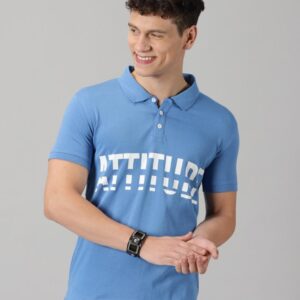 Blue Polo || Attitude || 100% Cotton T-Shirt
