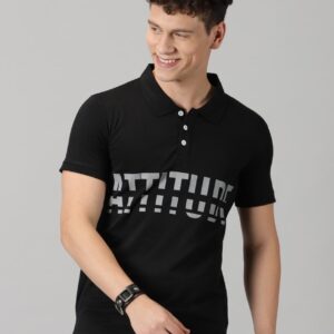 Black Polo || Attitude || 100% Cotton T-Shirt