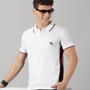 White n Maroon || Sporty || 100% Cotton T-Shirt