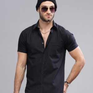 Shirt02 – Black || Half Sleeve || 100%Linen Cotton