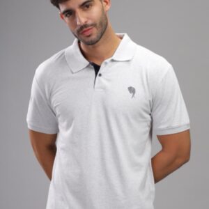 Pr25 || Silver Melange Polo || 100% Cotton T-Shirt