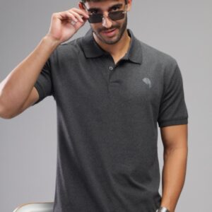 Pr25 || Charcoal Melange Polo || 100% Cotton T-Shirt