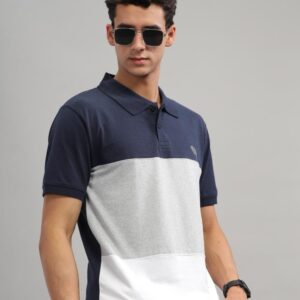 Pr26 || Navy Cut n Sew Polo || 100% Cotton T-Shirt