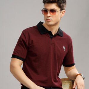 Pr28 || Maroon Polo || 100% Cotton T-Shirt