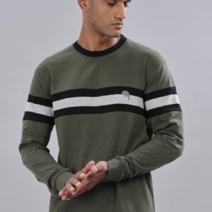 FS007 || Green & White || Full Sleeve Round Neck T-Shirt