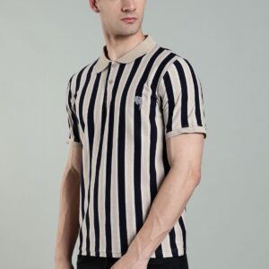 PR3 SS 007 || Navy Stripes|| 100% Cotton T-Shirt